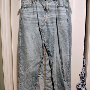 American Eagle Outfitters Pale Blue High-Low Denim Skirt